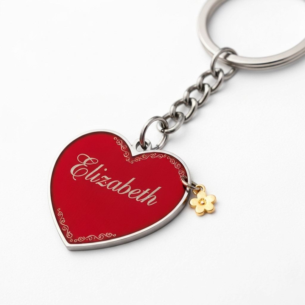 Heart Name Keychain